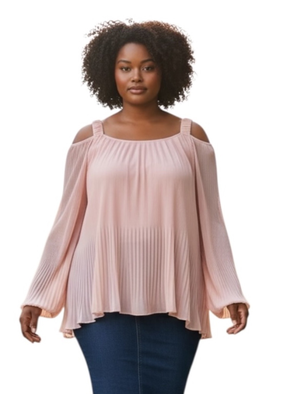 Kate & Mallory Light Pink Pleated Cold-Shoulder Blouse NWOT